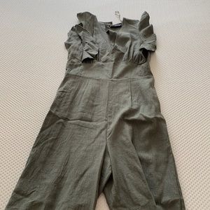 Sage green ruffle sleeve jumpsuit